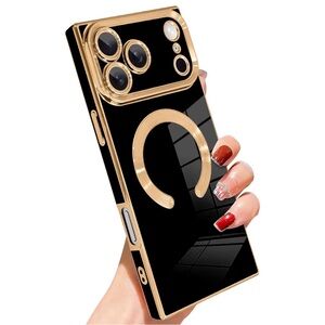 iPhone 16 Pro Case Square Luxury Electroplated Gold MagSafe Compatible - NIB